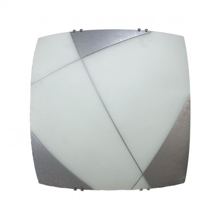 Plafón moderno, estructura metálica en acabado blanco, con elementos en acabado cromo brillo, 5 luces