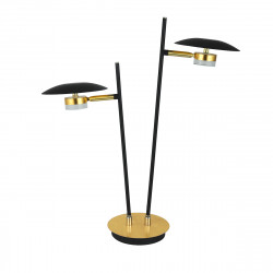 Lámpara de sobremesa moderno, Serie Ciudad del Cabo, estructura metálica en acabado negro, con elementos en acabado pan de oro