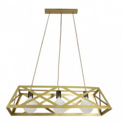 Lámpara de techo moderna, Serie MELLI, estructura metálica en acabado oro mate, 3 luces, SIN BOMBILLAS.