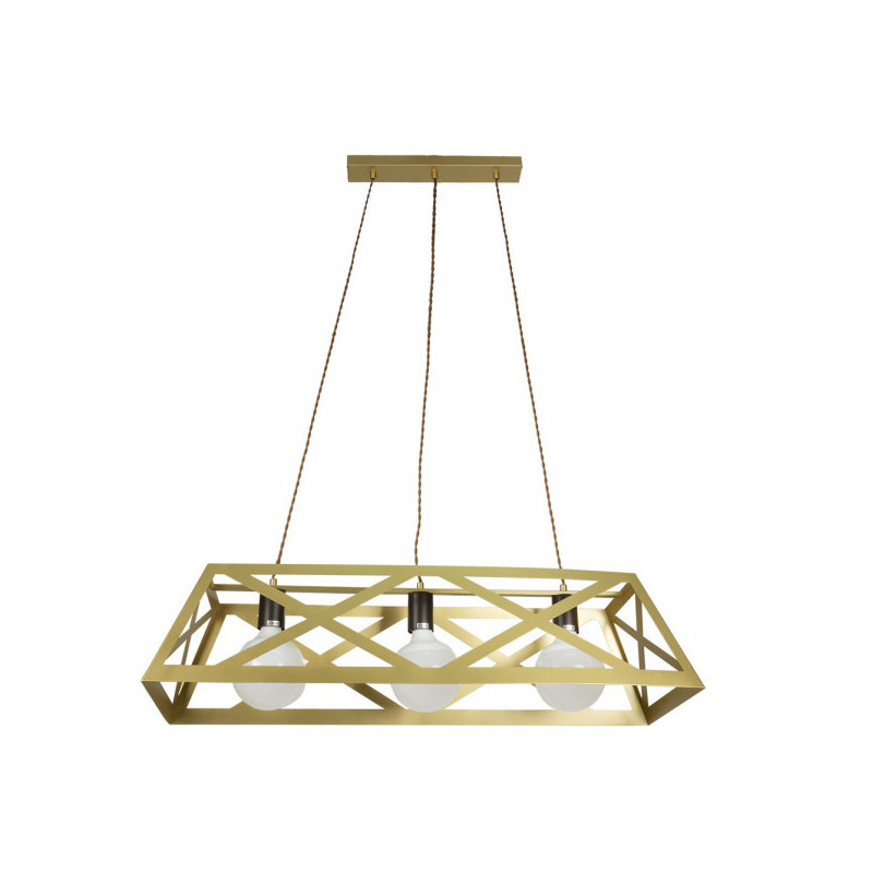 Lámpara de techo moderna, Serie MELLI, estructura metálica en acabado oro mate, 3 luces, SIN BOMBILLAS.