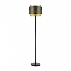 Lámpara Pie de Salón moderno,  Serie KYOTO, estructura metálica en acabado negro, 1 luz, con doble pantalla metálica