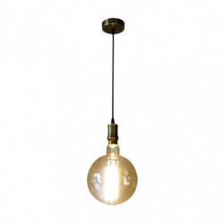 Lámpara de techo Colgante Vintage, Serie CELSO, estructura metálica en acabado cuero, 1 luz, con bombilla LED de filamentos