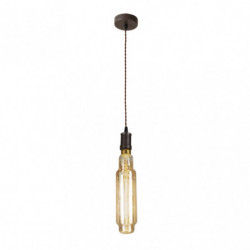 Lámpara de techo Colgante Vintage, Serie ELIO, estructura metálica en acabado marrón, 1 luz, con bombilla LED de filamentos