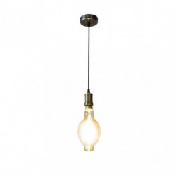 Lámpara de techo Colgante Vintage, Serie DANTE, estructura metálica en acabado cuero, 1 luz, con bombilla LED de filamentos.