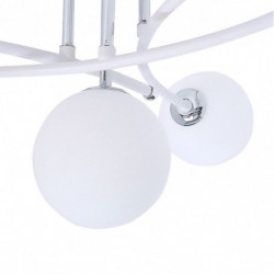 Lámpara de techo moderna, Serie LA HABANA, estructura metálica en acabado blanco, con elementos en acabado cromo brillo.