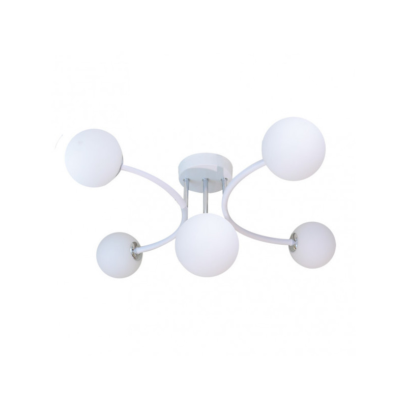 Lámpara de techo moderna, Serie LA HABANA, estructura metálica en acabado blanco, con elementos en acabado cromo brillo