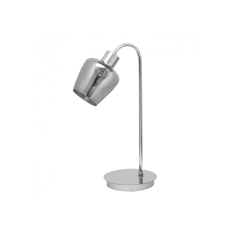 Lámpara de Sobremesa moderno, Serie Soline, estructura metálica en acabado cromo brillo, 1 luz, con tulipa de cristal.