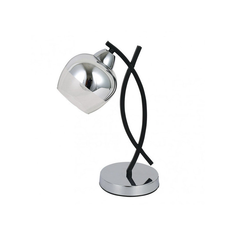 Lámpara de Sobremesa moderno, Serie DENALI, estructura metálica en acabado cromo brillo, con elementos en acabado negro