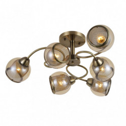 Lámpara de techo moderna, Serie STANLEY. Realizado en metal y cristal en color CUERO, 6 luces. De diseño moderno.
