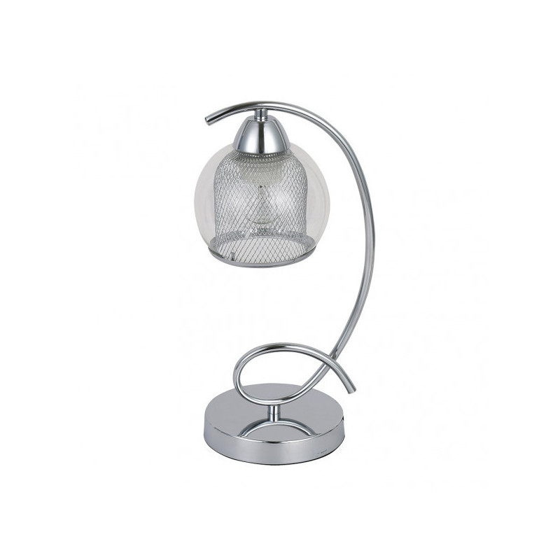 Lámpara de Sobremesa moderno, Serie STANLEY. Realizado en metal y cristal en color CROMO BRILLO. De diseño moderno y original