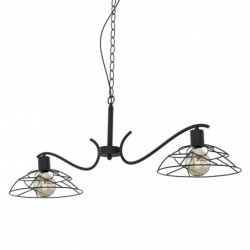 Lámpara de techo moderna, Serie Farrel, soporte de techo metálico en acabado negro, con cadena