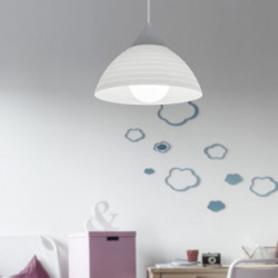 Lámpara de techo colgante moderno, Serie Kopen, pendel de plástico, con elementos en acabado plata, 1 luz