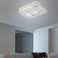 Lámpara plafón moderno LED, Serie Loule, estructura metálica en acabado blanco, iluminación LED integrada, 50W