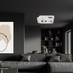 Lámpara plafón moderno LED, Serie Loule, estructura metálica en acabado blanco, iluminación LED integrada, 50W