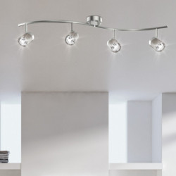 Aplique de pared moderno, tipo foco, Serie Bolzano, estructura metálica en acabado níquel satinado, 4 luces, orientables