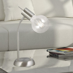 Lámpara de sobremesa moderno, Serie Tenor, estructura metálica en acabado níquel satinado, 1 luz E27, orientable