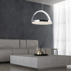 Lámpara de techo colgante moderno, Serie Satori, estructura metálica en acabado cromo brillo, iluminación LED integrada, 35W