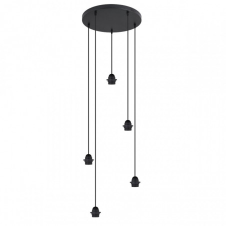 Lámpara de techo plafón moderno, Serie Larrue, estructura metálica en acabado negro, 5 luces E27