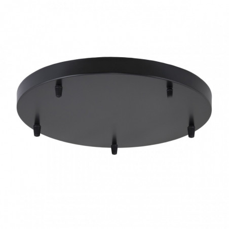 Base de techo redonda Ø 40 cm, metálica en acabado negro, 5 luces, con presacables de plástico negro.