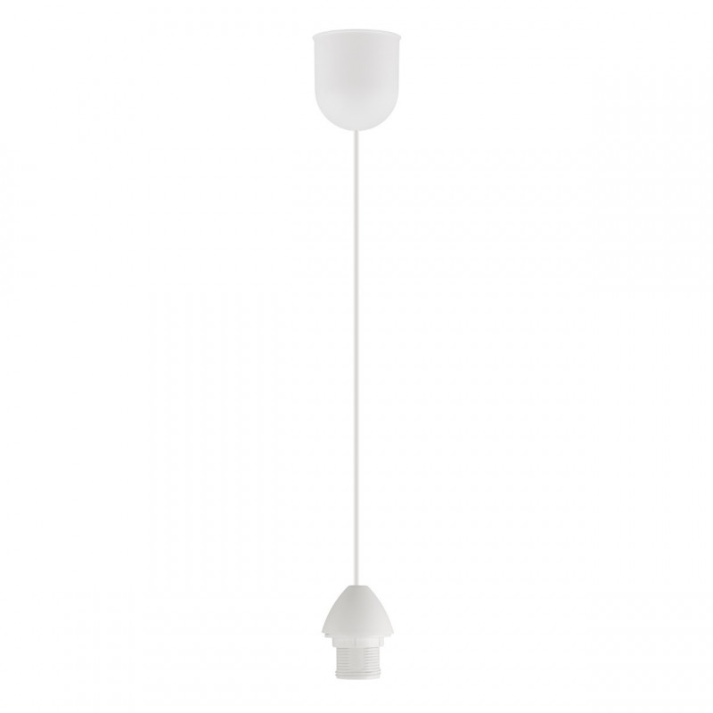 Pendel de plástico blanco, 20 - 100 cm, ajustable en altura, 1 luz E27.
