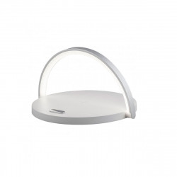 Lámpara flexo CARGADOR moderno LED, Serie Luxo, estructura acrílico en blanco, iluminación LED integrada, 10W