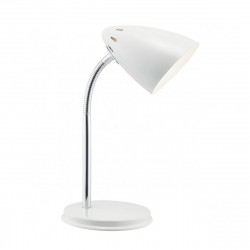 Lámpara Flexo Retro, Serie Nicolo, estructura metálica en acabado blanco, con elementos en acabado cromo brillo, 1 luz