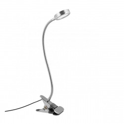 Lámpara flexo moderno LED de Pinza, Serie Pinguin, estructura en acrílico plata, iluminación LED integrada, 7W