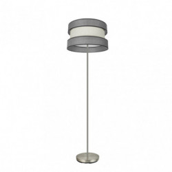 Lámpara Pie de Salón clásico, Serie Home, estructura metálica en acabado níquel satinado, 1 luz, con pantalla