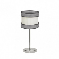 Lámpara de sobremesa clásico, Serie Home Pequeño, estructura metálica en acabado níquel satinado, 1 luz, con pantalla Ø 18 cm.