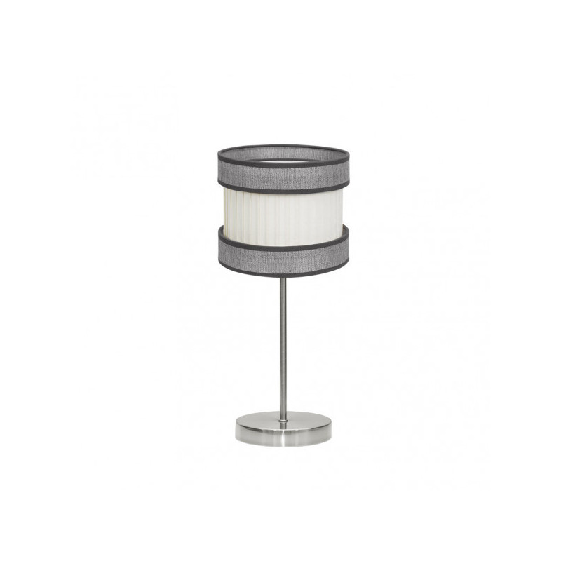 Lámpara de sobremesa clásico, Serie Home Pequeño, estructura metálica en acabado níquel satinado, 1 luz, con pantalla Ø 18 cm.