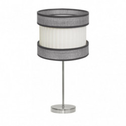 Lámpara de Sobremesa clásico, Serie Home Alto, estructura metálica en acabado níquel satinado, 1 luz, con pantalla Ø 30 cm