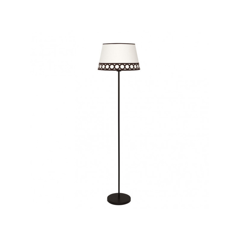 Lámpara Pie de Salón clásico, Serie Dalia, estructura metálica en acabado marrón, 1 luz, con pantalla Ø 40 cm