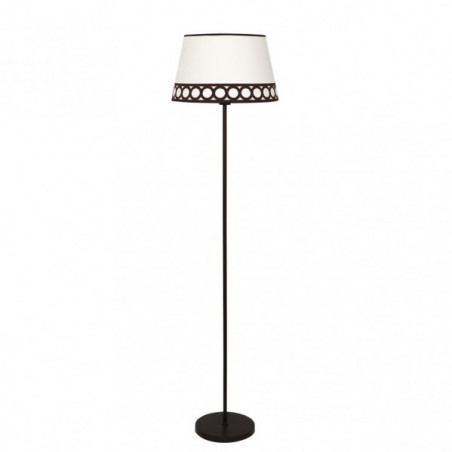Lámpara Pie de Salón clásico, Serie Dalia, estructura metálica en acabado marrón, 1 luz, con pantalla Ø 40 cm
