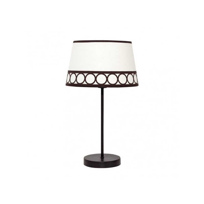 Lámpara de Sobremesa clásico, Serie Dalia, estructura metálica en acabado marrón, 1 luz, con pantalla Ø 25 cm