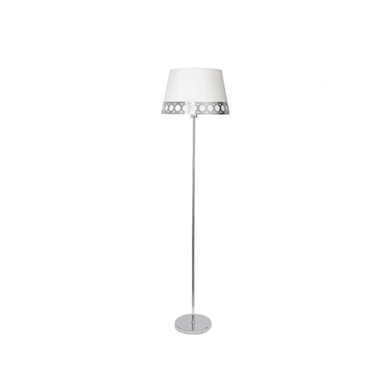 Lámpara Pie de Salón clásico, Serie Dalia, estructura metálica en acabado cromo brillo, 1 luz, con pantalla Ø 40 cm