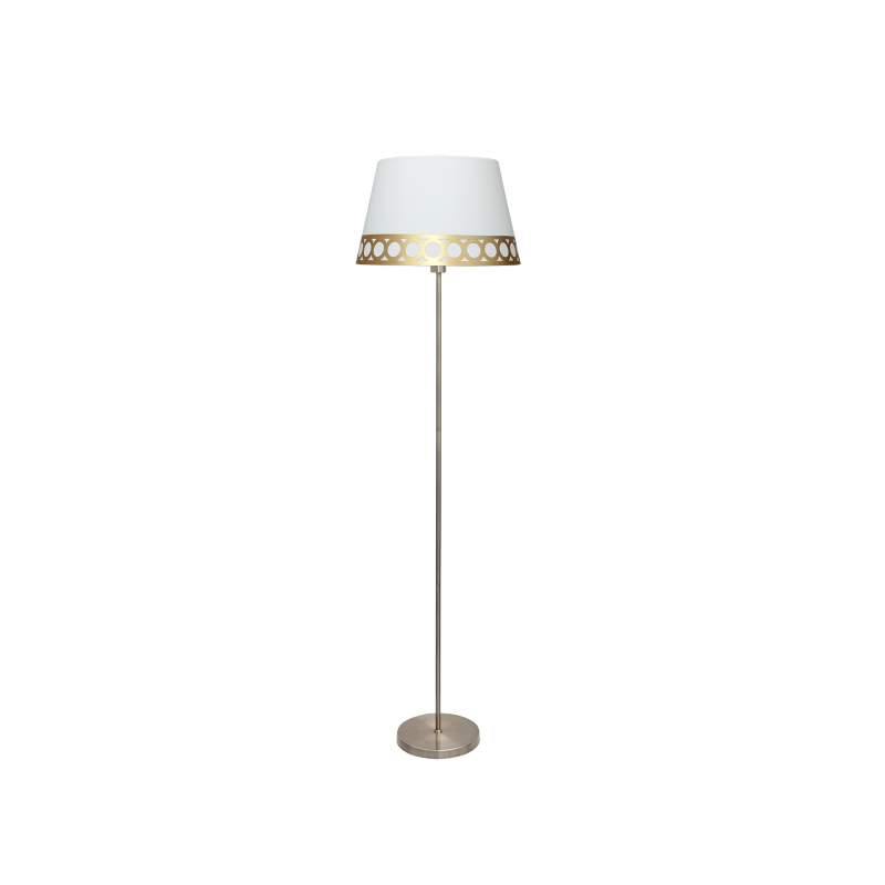 Lámpara Pie de Salón clásico, Serie Dalia, estructura metálica en acabado cuero, 1 luz, con pantalla Ø 40 cm