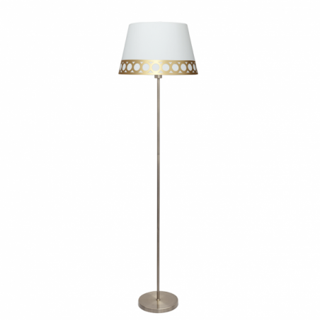 Lámpara Pie de Salón clásico, Serie Dalia, estructura metálica en acabado cuero, 1 luz, con pantalla Ø 40 cm