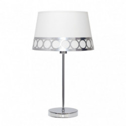 Lámpara de Sobremesa clásico, Serie Dalia, estructura metálica en acabado cromo brillo, 1 luz, con pantalla