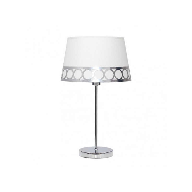 Lámpara de Sobremesa clásico, Serie Dalia, estructura metálica en acabado cromo brillo, 1 luz, con pantalla