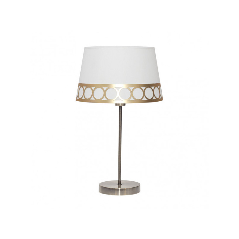 Lámpara de Sobremesa clásico, Serie Dalia, estructura metálica en acabado cuero, 1 luz, con pantalla Ø 25 cm