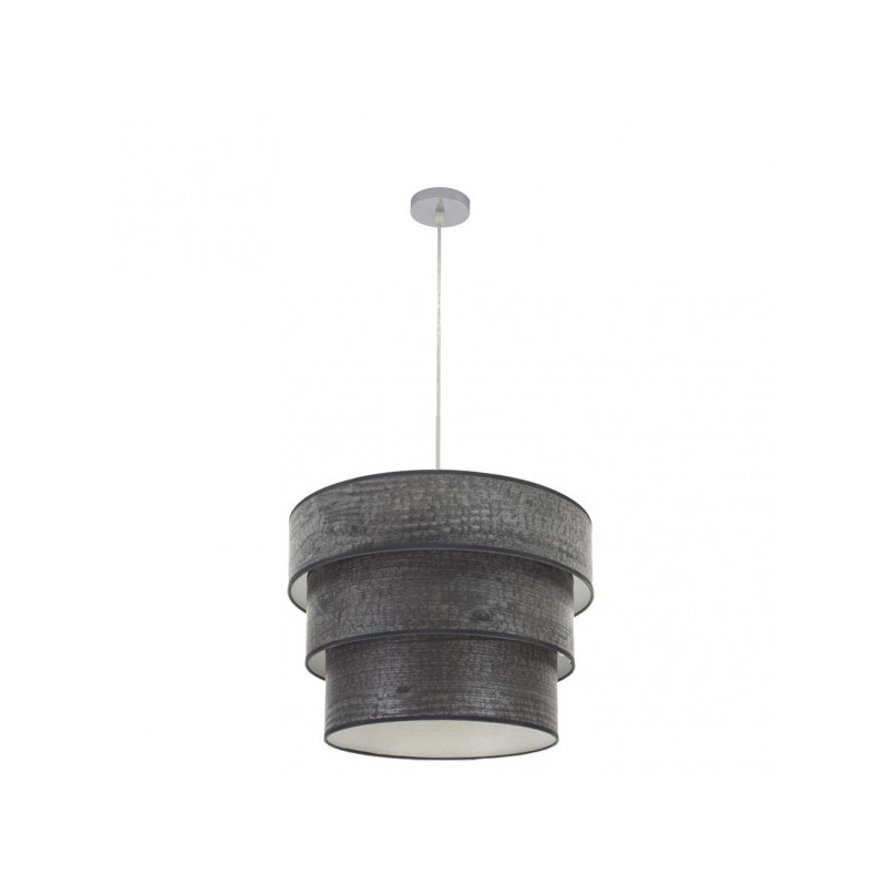 Lámpara de techo Colgante moderno, Serie Smile, soporte de techo metálico en acabado cromo brillo, 3 luces, con pantalla