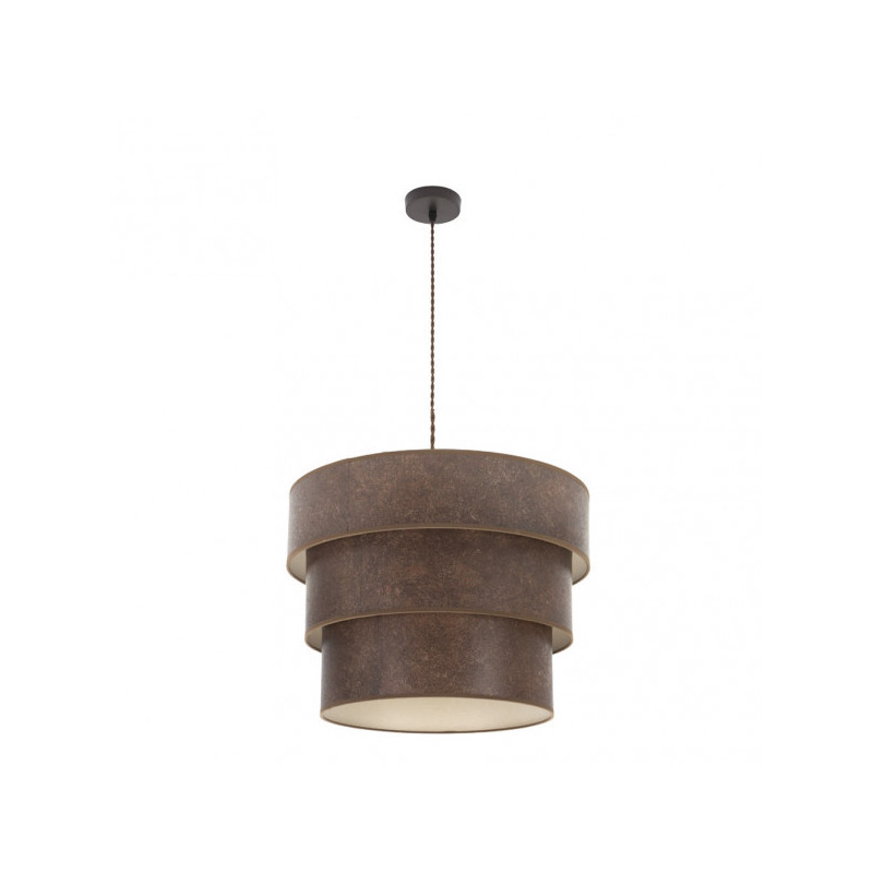 Lámpara de techo Colgante moderno, Serie Smile, soporte de techo metálico en acabado marrón, 3 luces, con pantalla