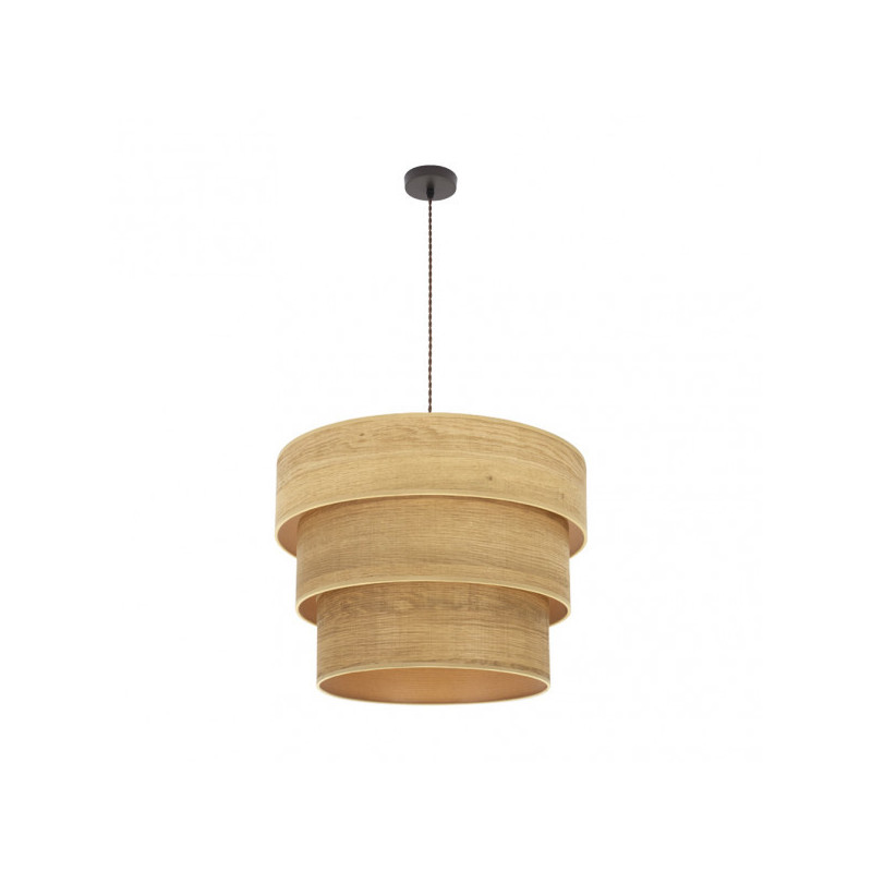 Lámpara de techo Colgante moderno, Serie Smile, soporte de techo metálico en acabado marrón, 3 luces, con pantalla
