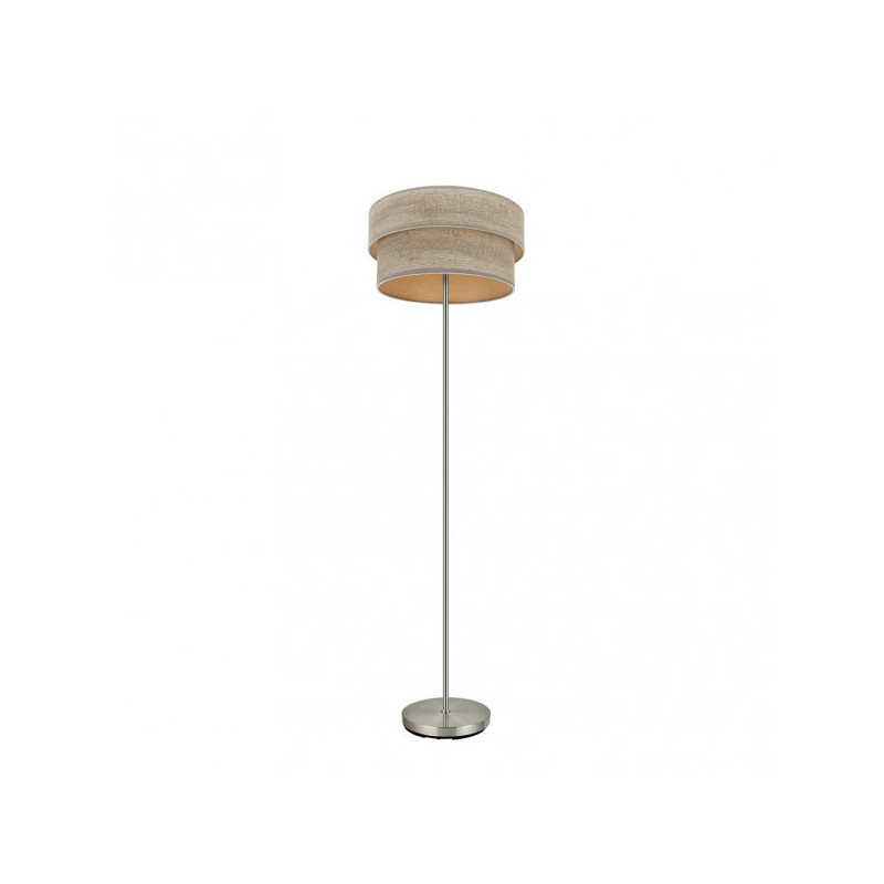 Lámpara Pie de Salón moderno, Serie Smile, estructura metálica en acabado níquel satinado, 1 luz, con pantalla Ø 40 cm