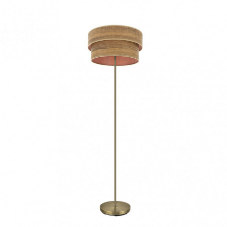 Lámpara Pie de Salón moderno, Serie Smile, estructura metálica en acabado cuero, 1 luz, con pantalla Ø 40 cm