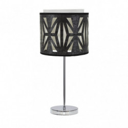 Lámpara de sobremesa moderno, Serie Katerina Bajo, estructura metálica en acabado cromo brillo, 1 luz, con doble pantalla.