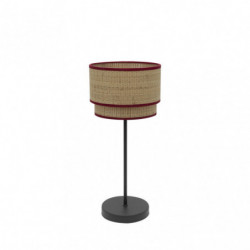 Lámpara de sobremesa moderno, Serie Roque Bajo, estructura metálica en acabado marrón, 1 luz, con pantalla Ø 18 cm