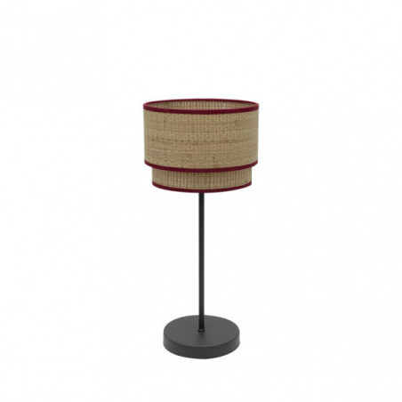 Lámpara de sobremesa moderno, Serie Roque Bajo, estructura metálica en acabado marrón, 1 luz, con pantalla Ø 18 cm