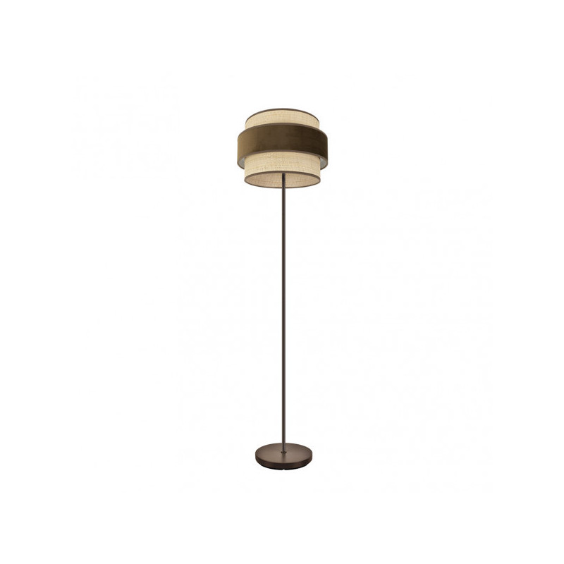 Lámpara Pie de Salón moderno, Serie Reyes, estructura metálica en acabado marrón, 1 luz, con pantalla Ø 40 cm