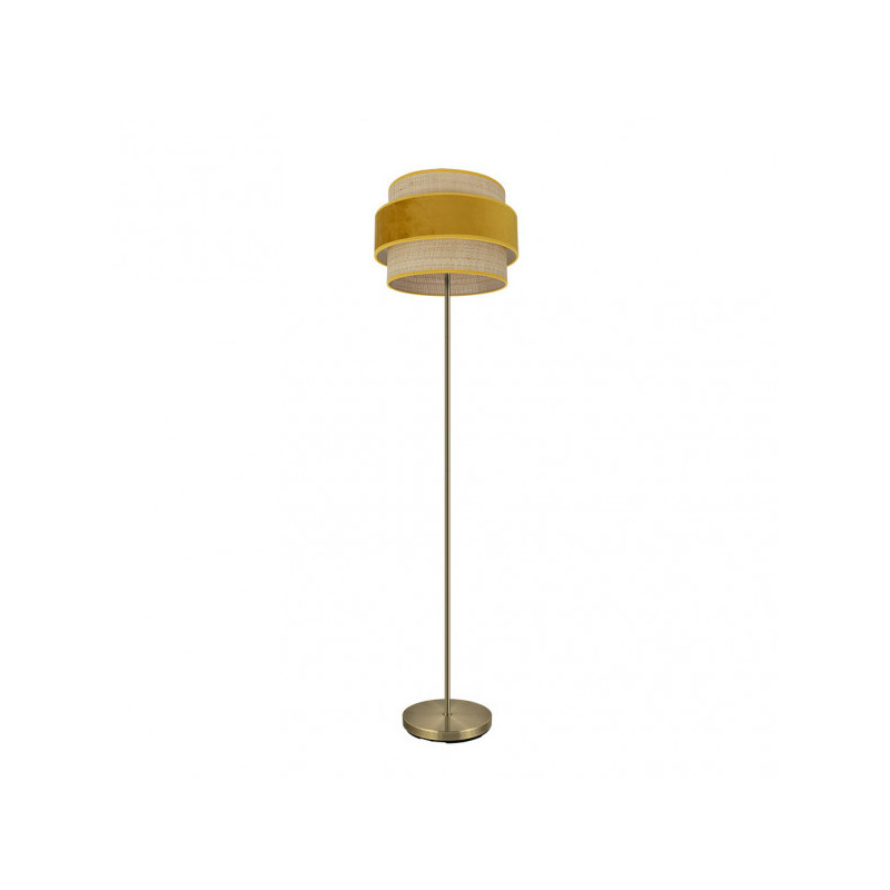 Lámpara Pie de Salón moderno, Serie Reyes, estructura metálica en acabado cuero, 1 luz, con pantalla Ø 40 cm